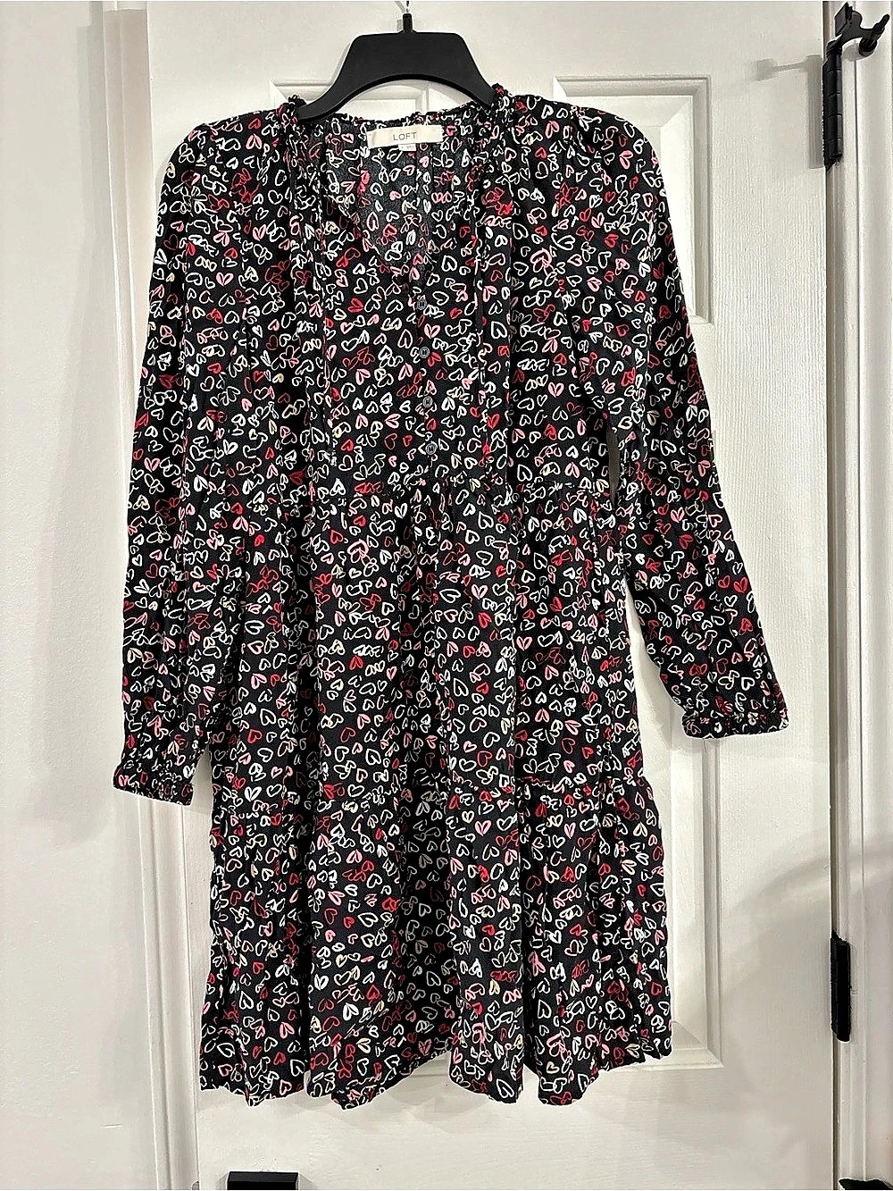 LOFT Heart Print Mini Dress Size Small Like New